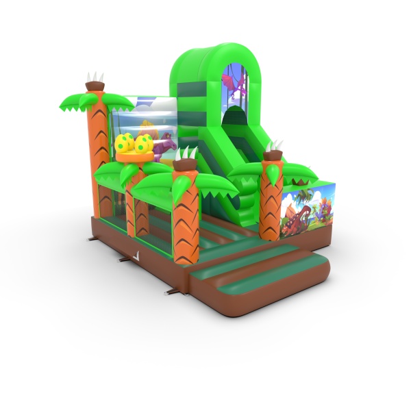 Inflatable with combo slide with print Dino