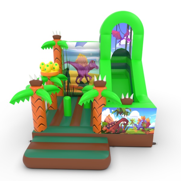 Inflatable with combo slide with print Dino