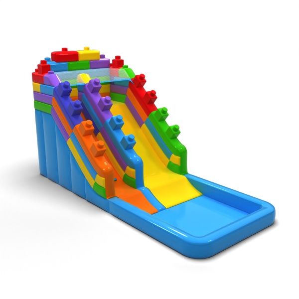 Colorful Blocks water inflatable slide