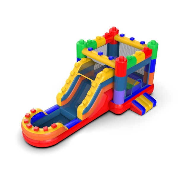 Colorful Blocks water slide with bounce area