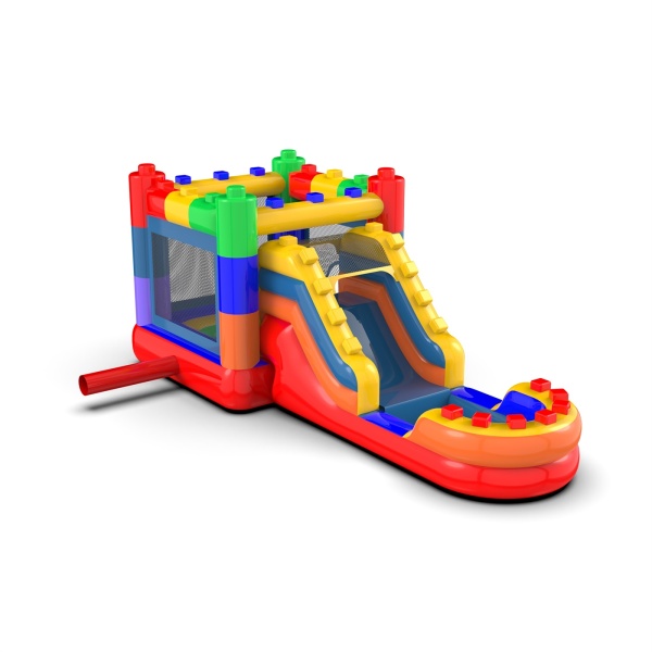 Colorful Blocks water slide with bounce area