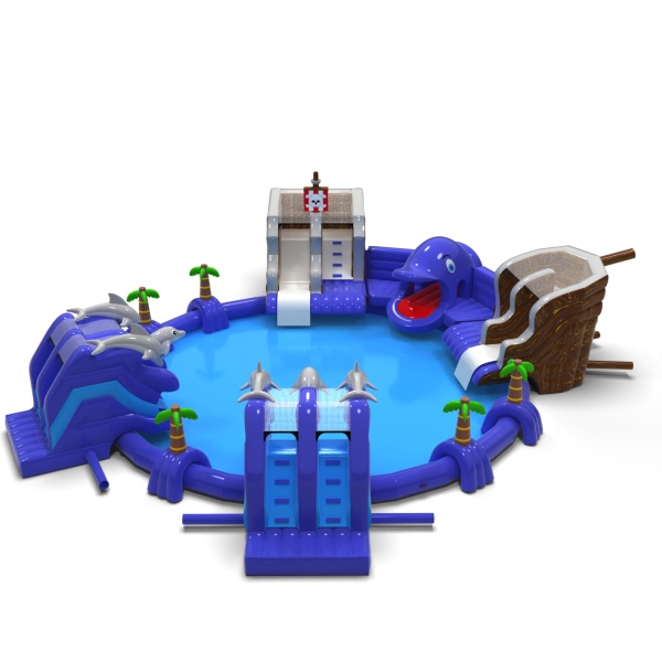 Inflatable water park in the pirate theme