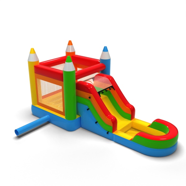 Water slide with crayons bouncer