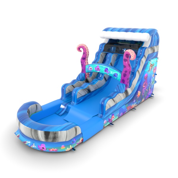 Inflatable slide water with print in a marine theme