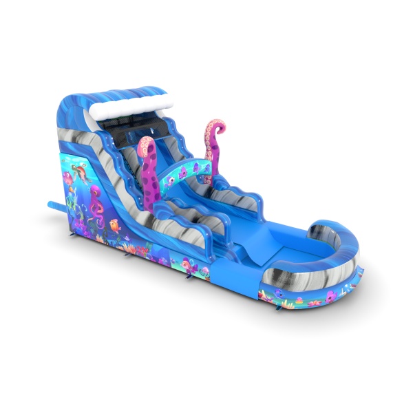 Inflatable slide water with print in a marine theme