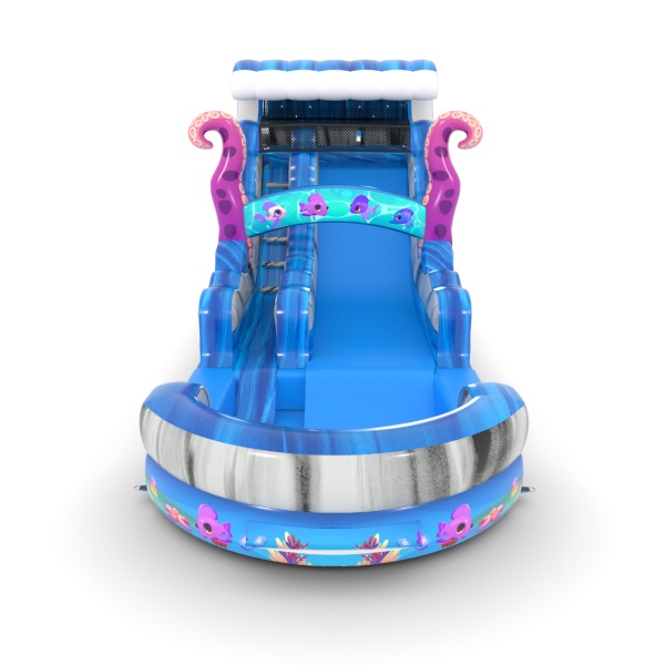 Inflatable slide water with print in a marine theme