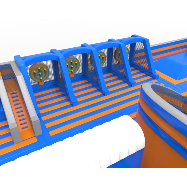 Inflatable park in a blue-orange theme