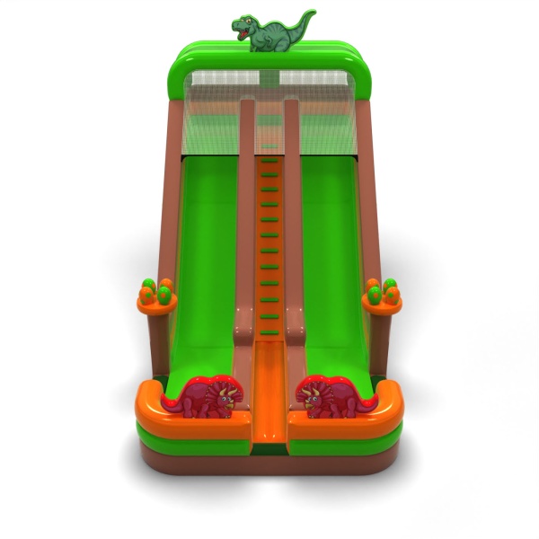 Double larger inflatable slide in a dinosaur theme