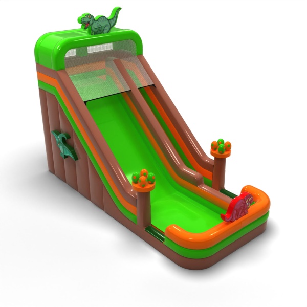 Larger inflatable slide in a dinosaur theme