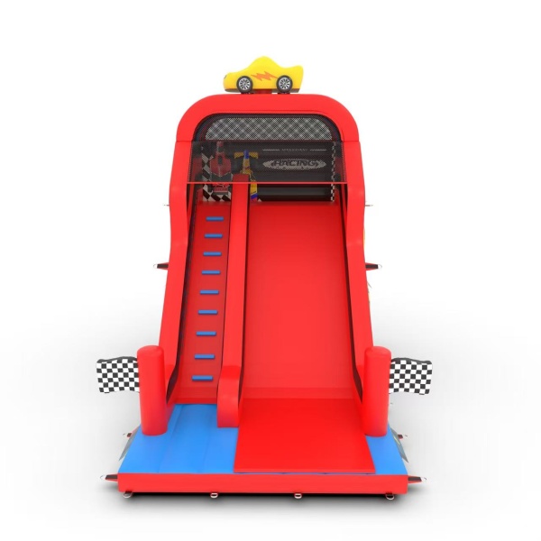 Inflatable slide with print in the car theme