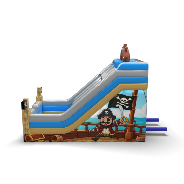 Double inflatable slide with print in the pirate theme