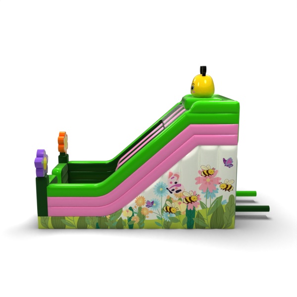 Double inflatable slide with print in the spring theme