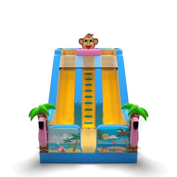 Double inflatable slide with print in the Hawaiian theme