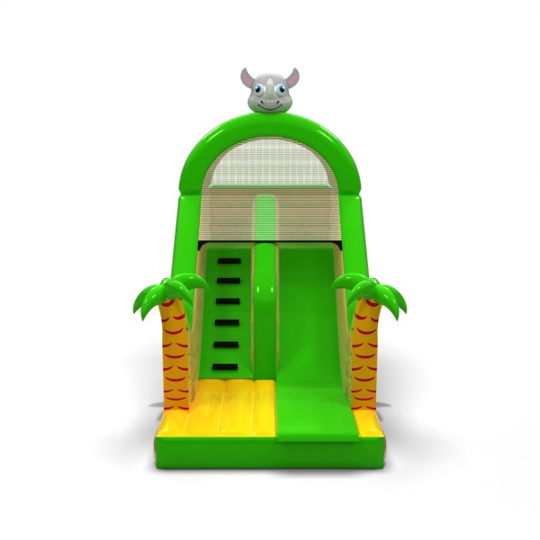Inflatable slide with print in a safari theme