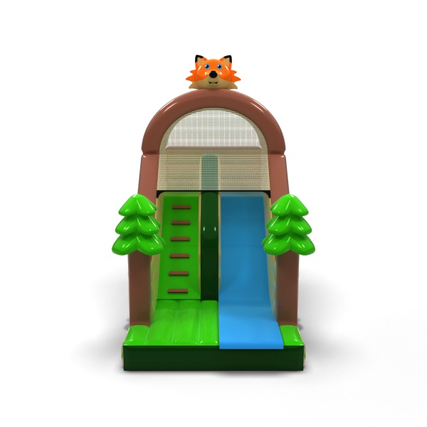 Inflatable slide with print in the forest theme