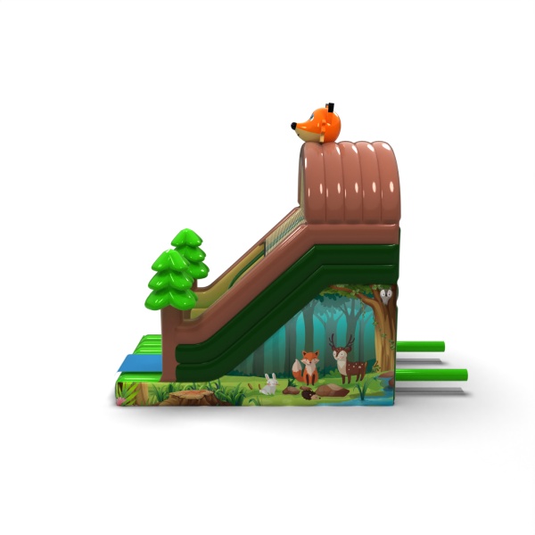 Inflatable slide with print in the forest theme