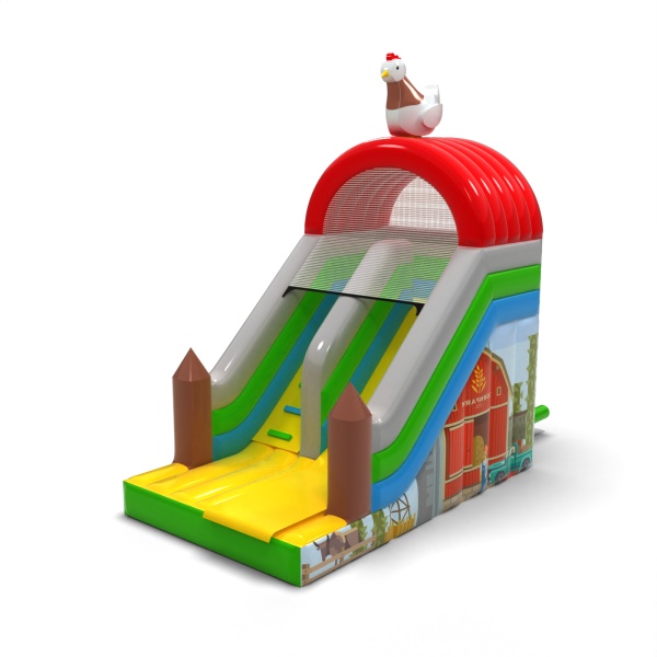Inflatable slide in the theme farm