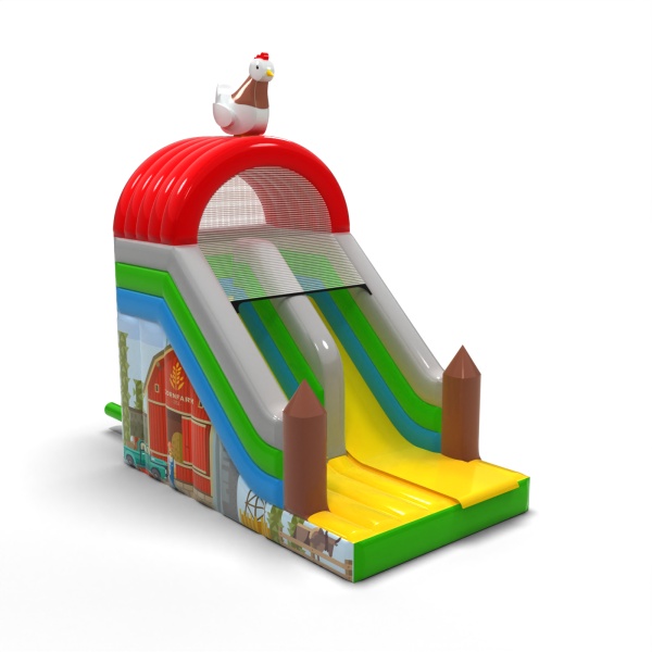 Inflatable slide in the theme farm