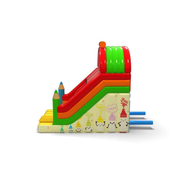 Inflatable slide in the theme crayons