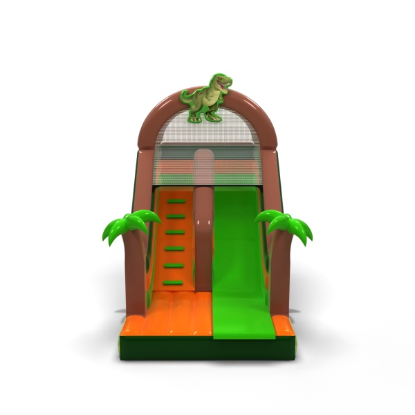 Inflatable slide with print in a dinosaur theme