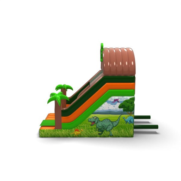 Inflatable slide with print in a dinosaur theme