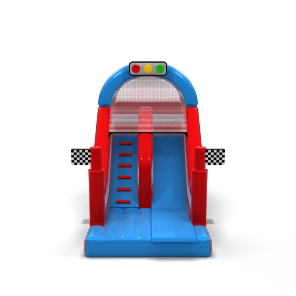 Inflatable slide with print in the car theme