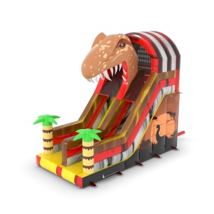 Inflatable slide in the dinosaur theme