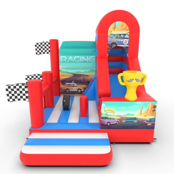 Inflatable with combo slide in the car theme