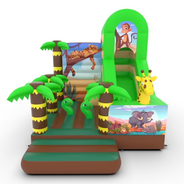 Inflatable with combo slide safari