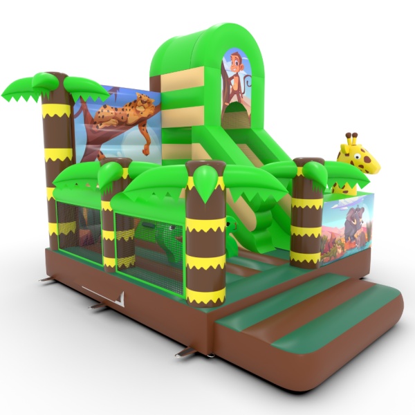Inflatable with combo slide safari