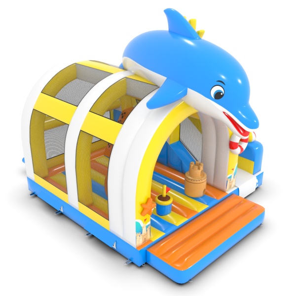 Inflatable with combo slide in the Hawaiian theme