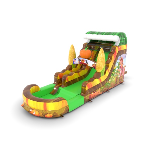 Inflatable water slide in the farm theme
