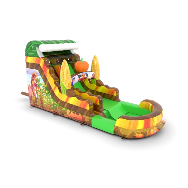 Inflatable water slide in the farm theme