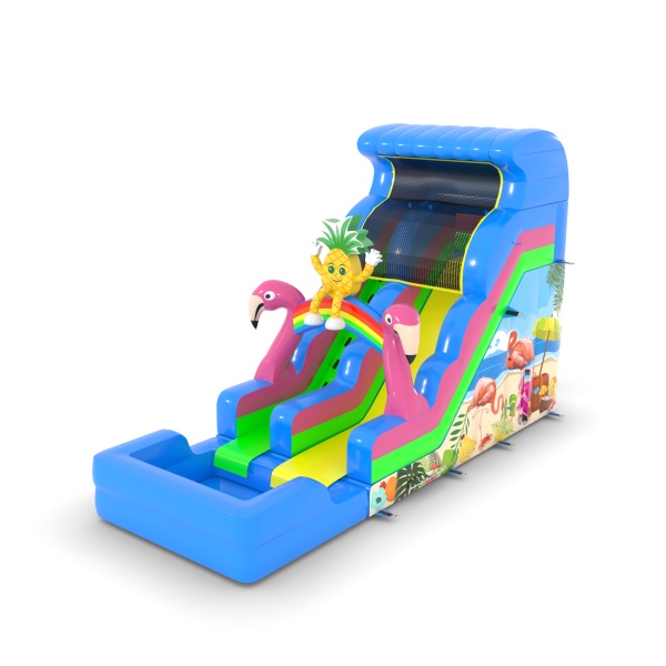 Inflatable water slide in the Hawaiian theme