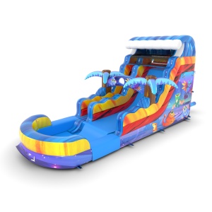Inflatable water slide in the magical animals theme