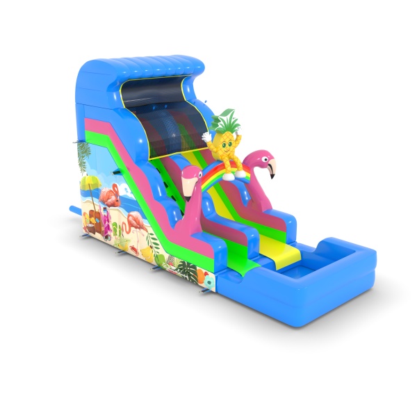 Inflatable water slide in the Hawaiian theme