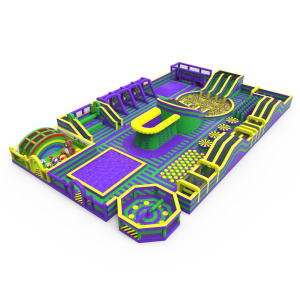 Inflatable amusement park in purple and green theme
