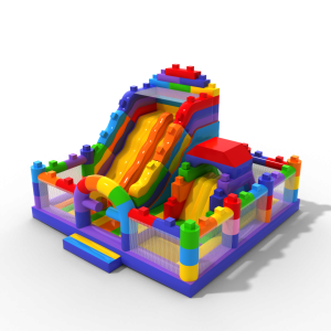 Inflatable with slide - Coloured blocks combo MAXI