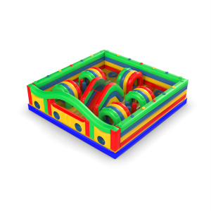 Inflatable playground with obstacles