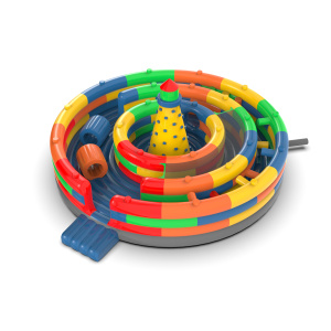 Round inflatable playground Coloured blocks