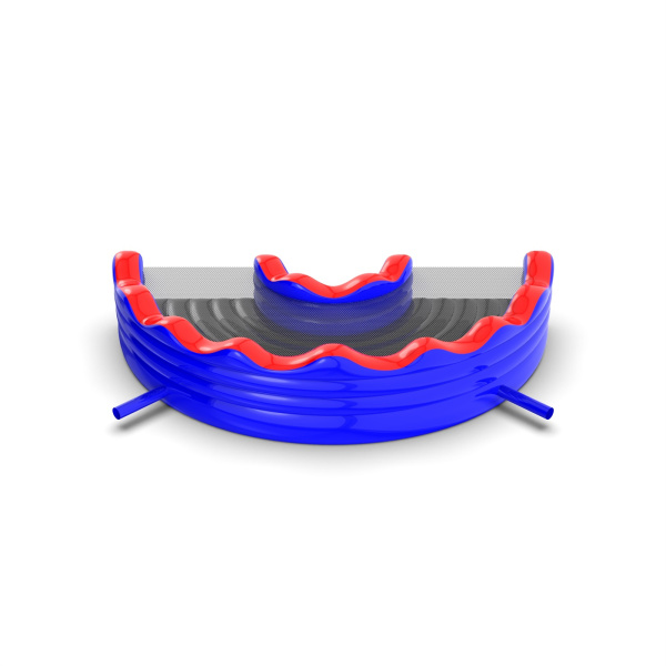 Inflatable obstacle course connector - open