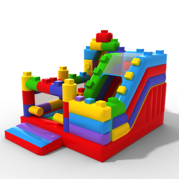 Inflatable with slide - Coloured blocks combo