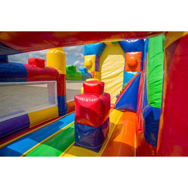 Inflatable with slide - Coloured blocks combo