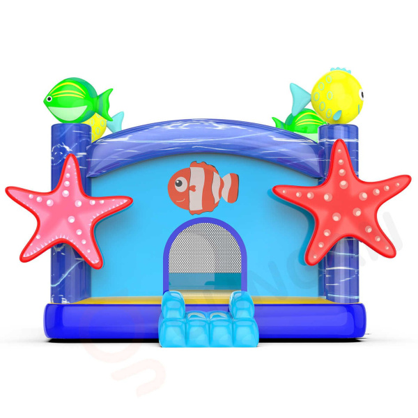 Inflatable bouncy castle with a nautical theme