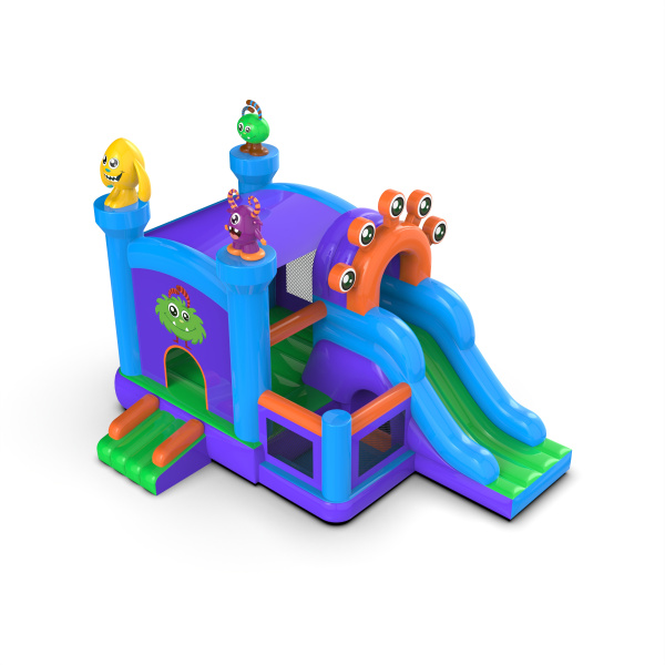 Inflatable with slide - combo with monster theme