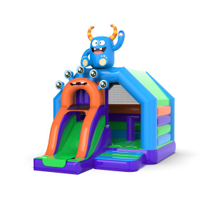 Inflatable monster hut with slide