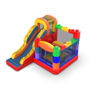 Small bouncy castle with slide for children - Coloured Blocks