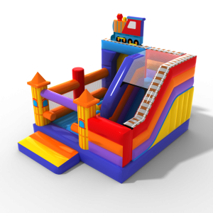Inflatable slide with funfair theme