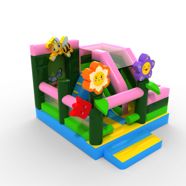 Inflatable slide with spring theme