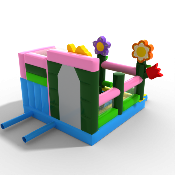 Inflatable slide with spring theme